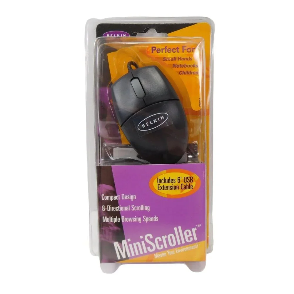 Belkin MiniScroller Optical Mouse Compact Design (New) For Small Hands